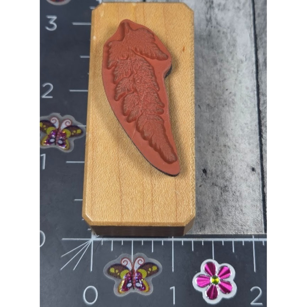 Inkadinkado Double Sided Leaf Background Block Rubber Stamp Wood #Q55